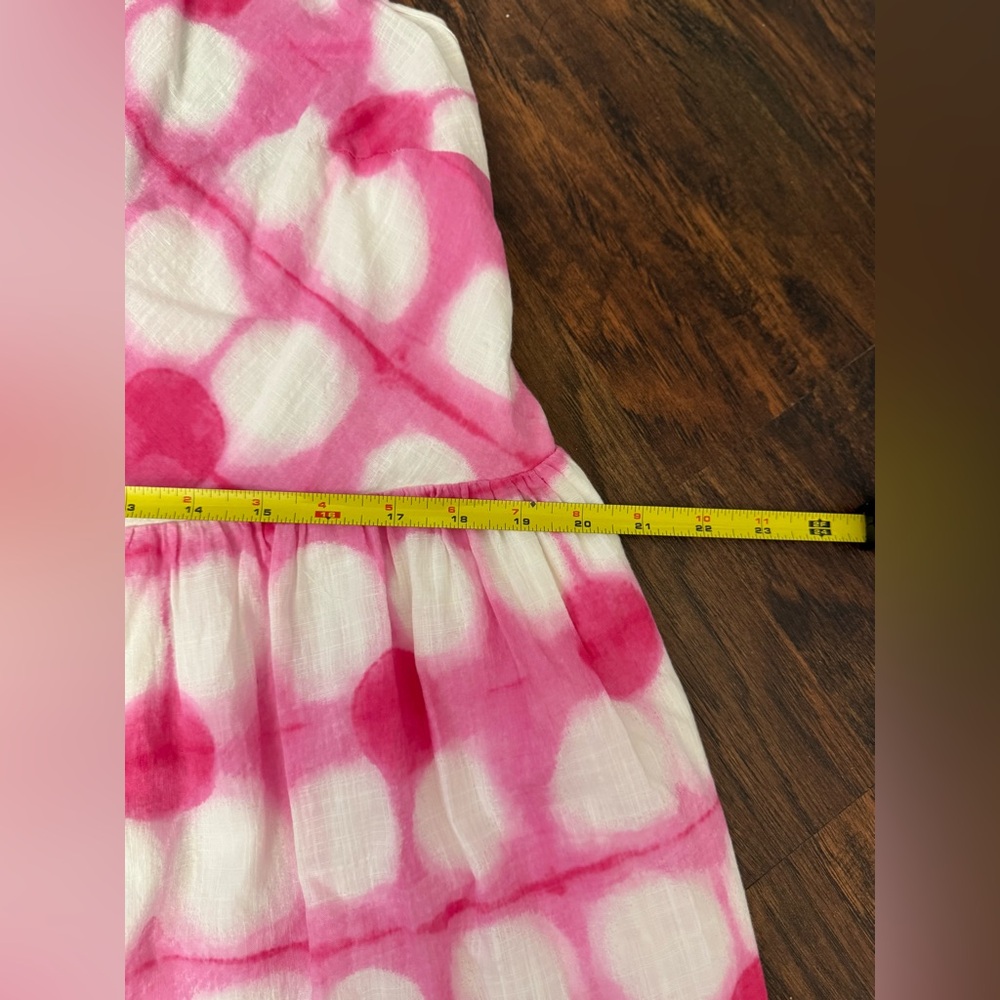 Anthropologie Maeve Maxi Dress | Geneva Pink & White Polka Dot Tie Dye Sz Large - Picture 13 of 15